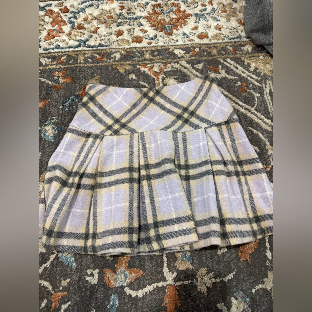 NWT Francesca Mini Plaid Fleece Skirt Women’s Size XS‎ Lavender Grey Reg $48